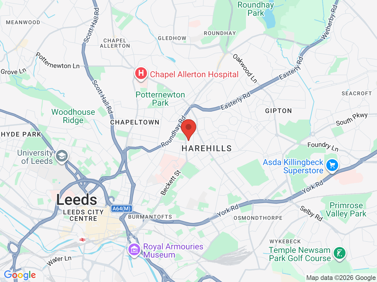 Map showing East Park