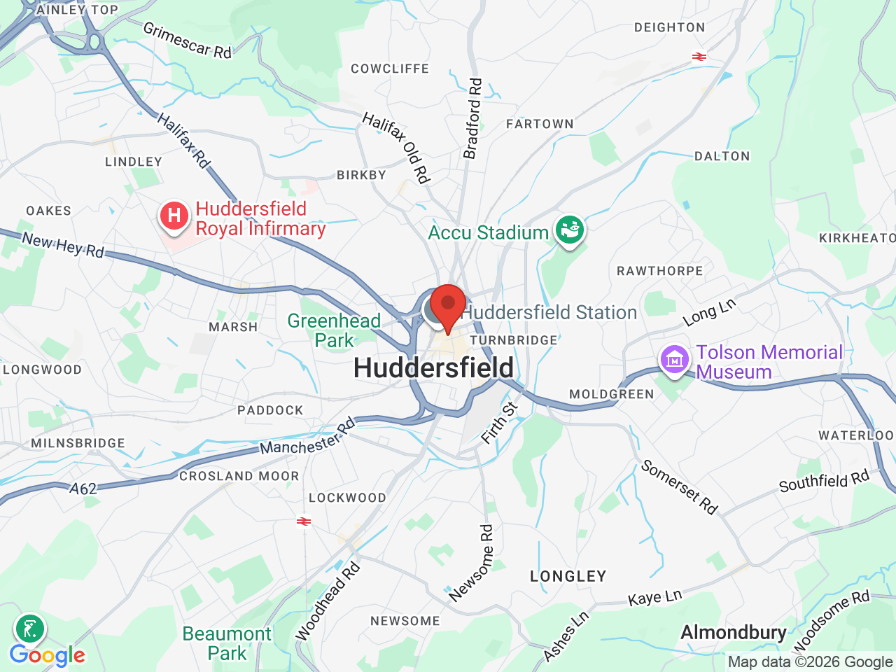 Map showing Huddersfield