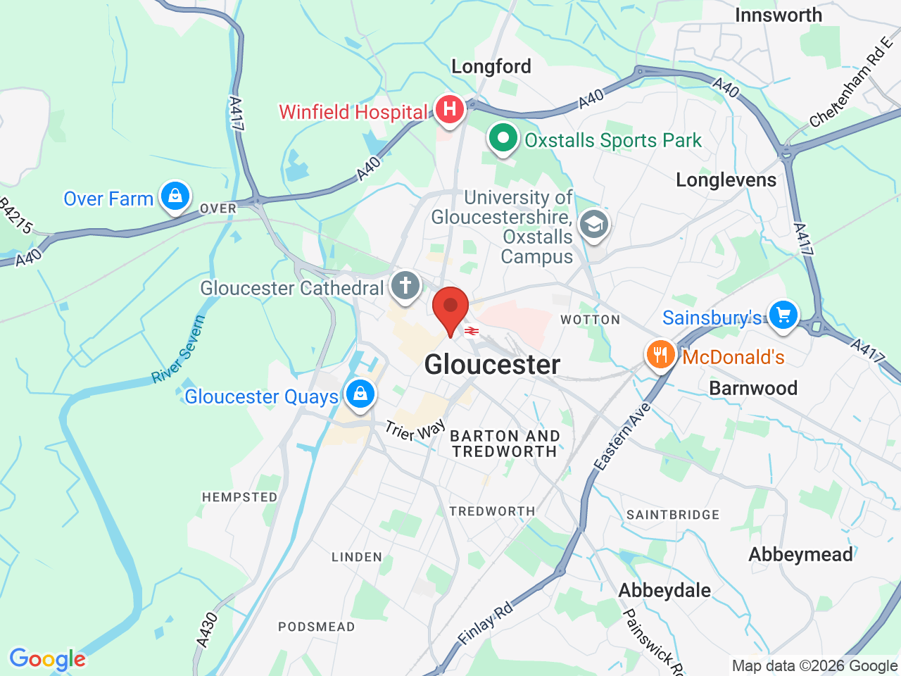 Map showing Gloucester