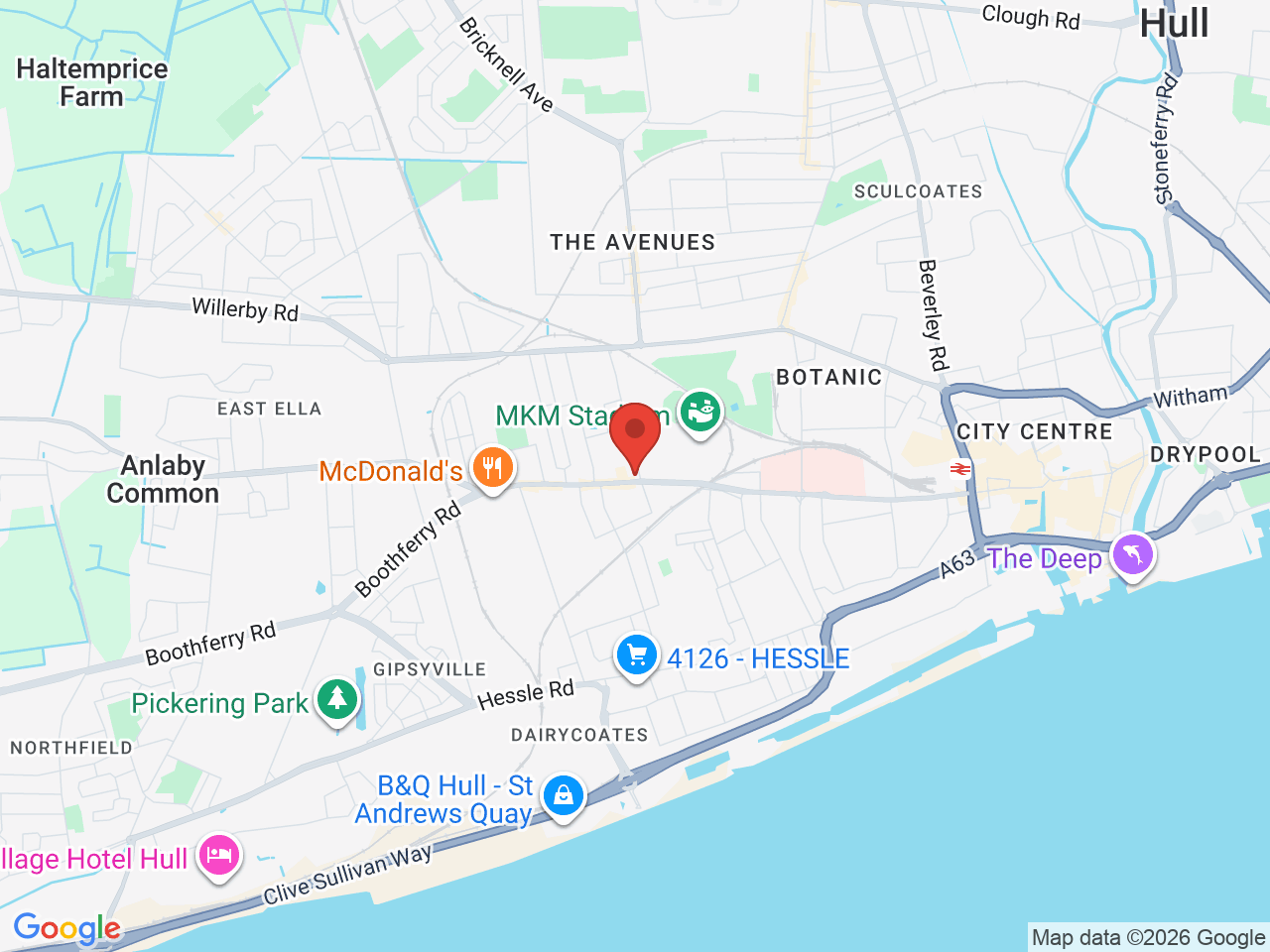 Map showing Hull